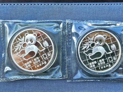 熊貓銀幣 1oz 999 二枚原膠套 1989年