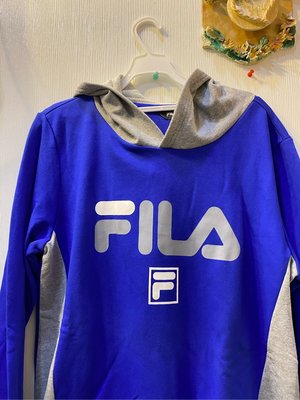 FILA-秋冬款 棉質長袖帽T165A=(165cm-175cm)亮眼藍色