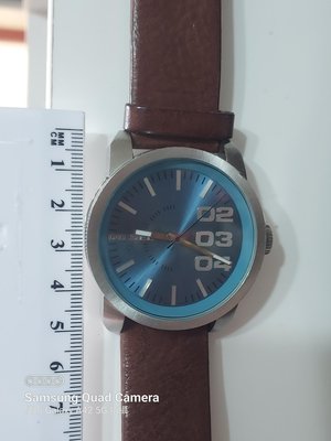 DIESEL柴油鐘表人手錶watch/DZ-1512/柴油棕色休閒皮革/藍色/ 有電池 /功能測試正常/日本購入