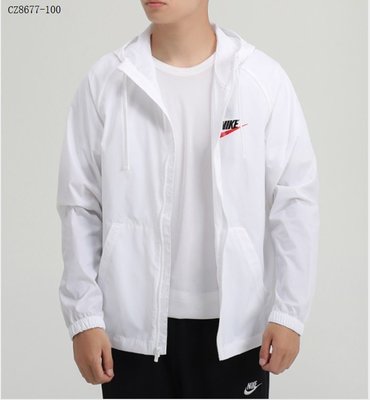 【熱賣精選】Nike NK 風衣 外套 連帽 男款 白色CZ8機車防風外套後背logo款-LK29594