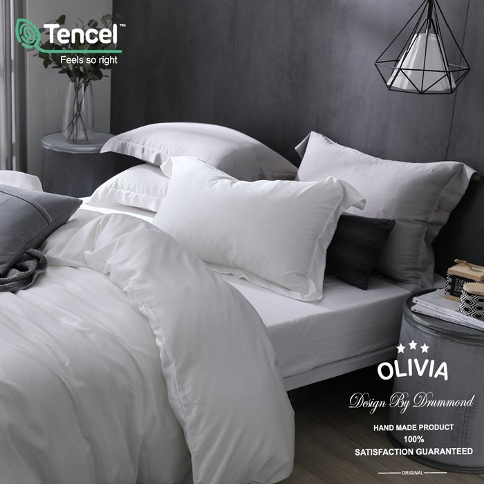 【OLIVIA 】DR1000 solid color 全白 雙人床包新式兩用被四件組 300織 膠原蛋白天絲 台灣製