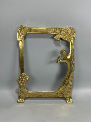 歐洲銅相框，鏡框，美女造型銅框，重362克，實物拍照，二手物8648