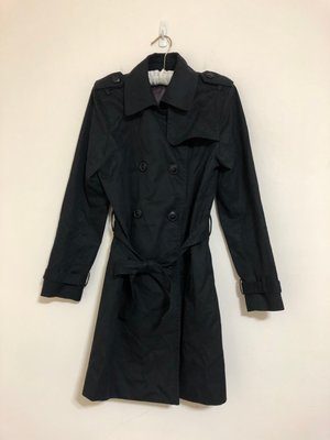 美系品牌 GAP 黑色 中長版 雙排扣 時尚風格 風衣外套 20181203-1