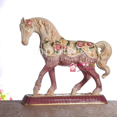INPHIC-簡歐維多利亞玫瑰陶瓷馬商務生日家居飾品擺飾