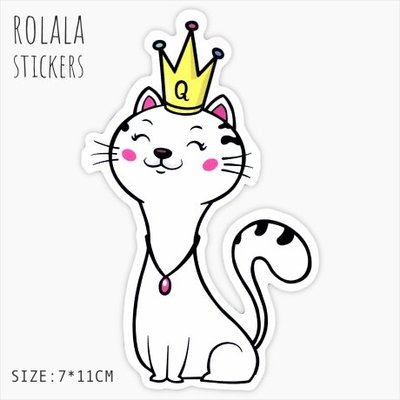 【P423】單張PVC防水貼紙 貓咪貼紙 皇冠貼紙 卡通貼紙 行李箱貼紙 可愛動物貼紙《同價位買4送1》ROLALA