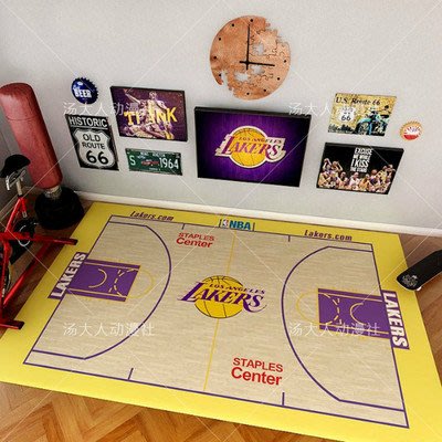湯大人NBA籃球場主題地毯臥室床邊毯湖人地墊個性男生潮牌客廳