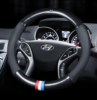 下殺-Hyundai 現代 方向盤套 Tucson SANTA FE IX35 ELANTRA 汽車 方向盤護套 碳纖