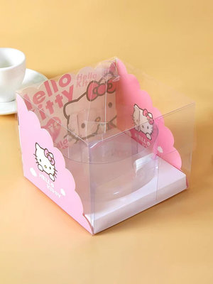 網紅透明六一兒童節KT貓卡通動物手提蛋糕包裝盒水果甜品西點盒子