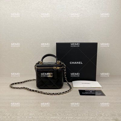 30年老店 預購 CHANEL SMALL VANITY WITH CHAIN 方盒子 迷你 化妝包 鏈包 黑金 AP2198 香奈兒