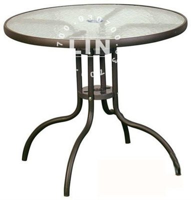【品特優家具倉儲】P086-06餐桌休閒桌半鋁2.7尺玻璃圓桌
