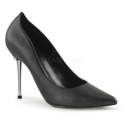 Shoes InStyle《四吋》美國品牌 PLEASER 原廠正品基本款尖頭金屬鍍鉻高跟包鞋 有大尺碼 出清『黑色』