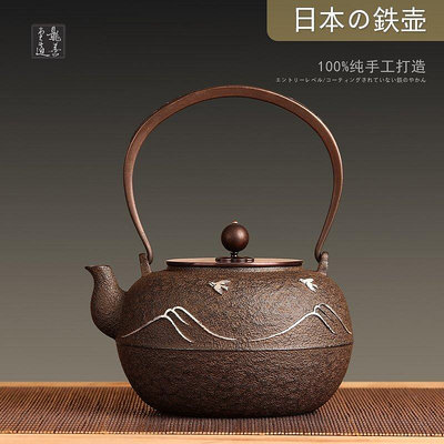 茶藝師 龍善堂日本進口南部鐵壺鑄鐵無涂層泡茶煮茶壺燒水茶具 波千鳥