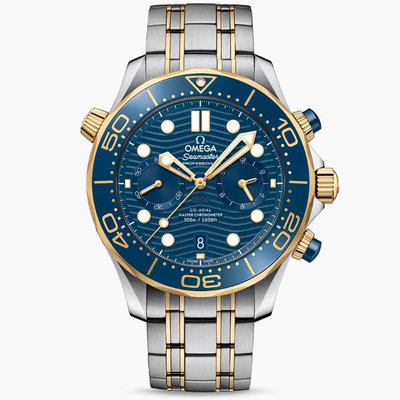 OMEGA 210.22.44.51.03.001 歐米茄 手錶 44mm 海馬300 計時碼表 藍面盤 半金錶帶
