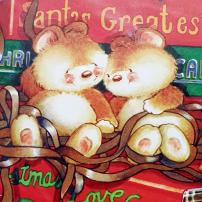 【快樂尋寶趣】全新未使用～1990年代至Y2K之小熊圖案聖誕節耶誕節（特大號）卡片～長寬35.3x25.3（25120266）