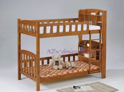 【N D Furniture】實木雙層設計柚木色實木雙人書桌床組/上下層雙人床架/兒童雙人上下床*無印 詩肯可參考BG