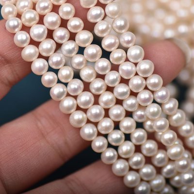 珍珠中高品質新貨天然淡水珍珠散珠5m雞蛋形強光養殖珍珠半成品項鏈