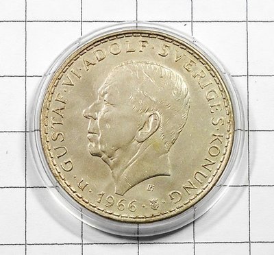 CB147 瑞典1966年 Gustaf VI 5 Kronor銀幣