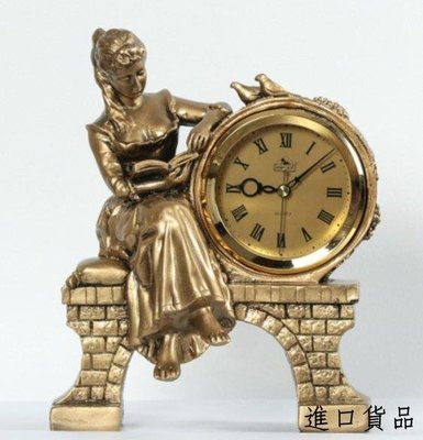 現貨歐式 復古銅色雕刻女生人物造型座鐘 歐風古典美女造型鐘藝術鐘桌鐘桌面時鐘擺飾鐘裝飾時鐘家飾可開發票