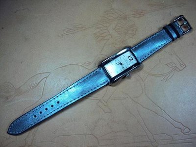 寶齊萊銀色牛皮錶帶巧將手工錶帶 Carl F. Bucherer padded silver leather strap