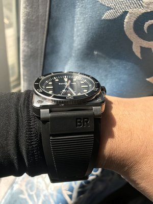 Suki~ 原版款 bell Ross diver 黑色 優質膠帶 錶帶24MM 有logo 方形表都可用