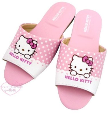 ♥小公主日本精品♥Hello Kitty 粉色點點仿皮室內拖鞋 舒適 室內皮拖鞋 止滑拖鞋77702609