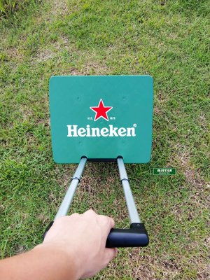 南 現  Heineken 海尼根 折疊 酷拉車 伸縮手拉提把 置物籃 現貨 推車 雜物籃 附蓋子 黑綠色