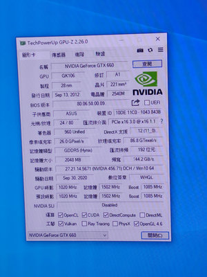 【台中阿忠電腦】中古良品的 華碩 ASUS GTX660 2GD5 ~~400起標~~