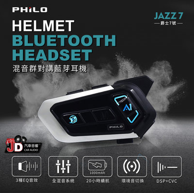 【JD汽車音響】Philo 飛樂 Jazz7 A1 混音群對講 高音質安全帽藍芽耳機 藍芽5.0 全混音系統 / 降噪。