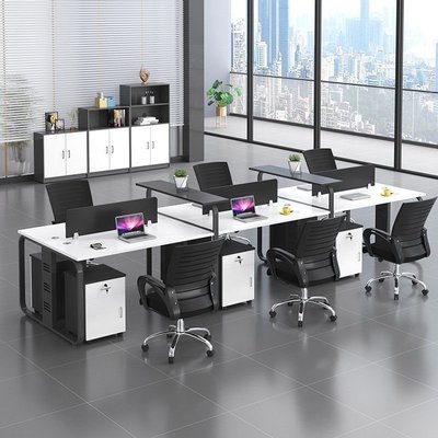 辦公家具職員辦公桌椅組合簡約現代4/6人員工電腦桌子四人位工位~特價
