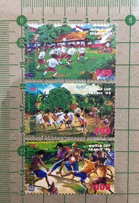 【郵卡庫】【足球/運動】印尼1998年，法國世界杯足球賽 3全，新票  SP4376