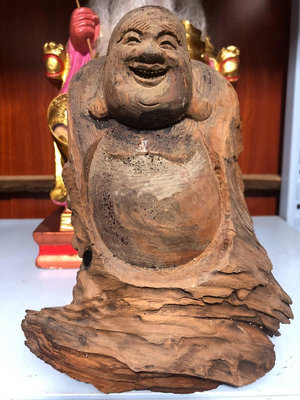 【二手】 老木雕佛像彌勒佛擺件  168  高22厘米780 古玩雜項【南庭玉】