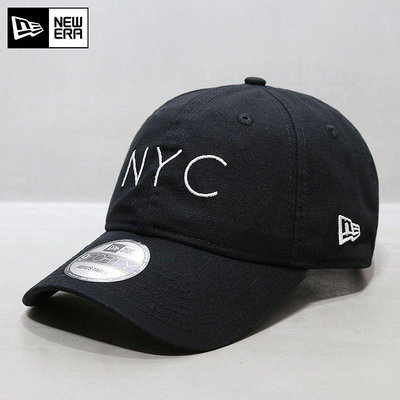 UU代購#NewEra帽子韓國代購新款9FORTY軟頂大標NYC鴨舌帽MLB棒球帽黑色潮