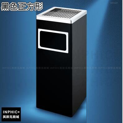 INPHIC-方形不鏽鋼飯店烤漆室內垃圾桶煙灰桶-黑色正方形_S3582B
