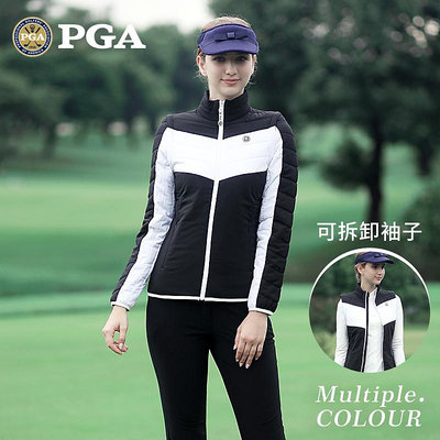 美國PGA高爾夫馬甲女/長袖外套秋冬防水防風衣套裝可拆卸袖子背心