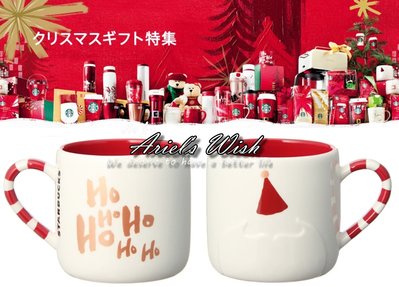 Ariel's Wish-日本STARBUCKS星巴克2014聖誕節耶誕限定紅色聖誕帽子聖誕老公公拐杖糖握把馬克杯-現貨