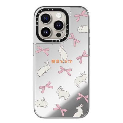 CASETiFY 保護殼 iPhone 15 Pro/15 Pro Max 白兔與粉紅蝴蝶結 Rabbit Ribbon