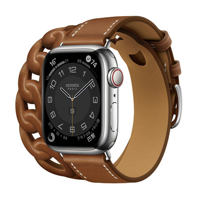[預購 ］Apple Watch Hermès 銀色不鏽鋼錶殼 41 公釐 Gourmette Double Tour 錶帶