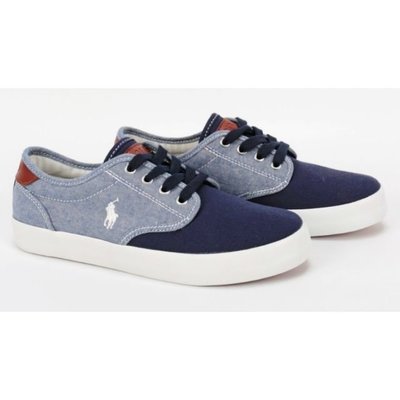 【 日趣Rich日貨 】日本全新正品 Polo Ralph Lauren 藍+深藍雙色拼接 休閒鞋 帆布鞋