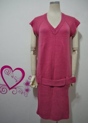 ❤夏莎shasa❤全新專櫃品牌YUZU桃粉色針織彈性長版洋裝/1元起標