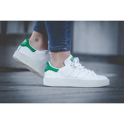 ADIDAS STAN SMITH BOLD W 史密斯 黑標 白黑 皮革 厚底  綠尾 S75213女滑板鞋【雅妤潮鞋】