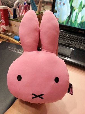 花見雜貨~日本進口全新正版miffy米飛兔粉色臉型頭型大頭造型立體造型滑布拉繩伸縮票夾證件套車票套包包吊飾
