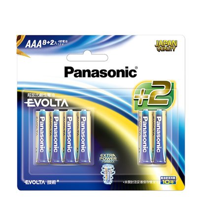 【國際牌Panasonic】EVOLTA超世代 鈦元素 鹼性電池4號8+2顆 吊卡裝(公司貨)