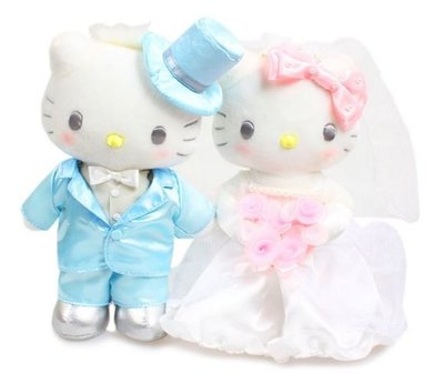 鼎飛臻坊 HELLO KITTY 凱蒂貓 & 丹尼爾 婚禮擺設 西式風 結婚娃娃 壓床娃娃 車頭娃娃 日本正版