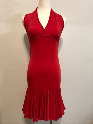 紅色露背連身裙