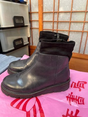 「 二手鞋 」 bussola 女版皮革短靴 38號（黑）116