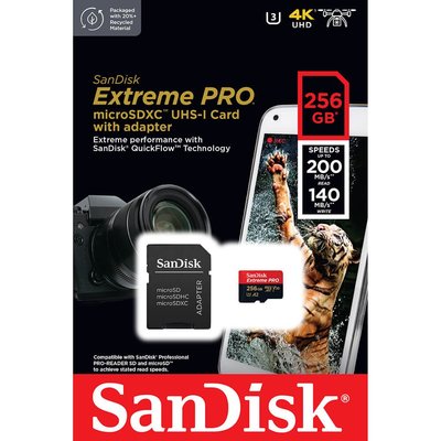含稅附發票公司貨 SanDisk 256GB Extreme PRO microSDXC UHS-I(V30)(A2)