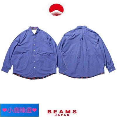 ❤小鹿臻選❤正品現貨 BEAMS JAPAN 21SS日系紅繩條紋格子長袖休閑襯衫襯衣