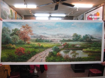 『府城畫廊-手繪油畫』歐風－風景畫－筆法細膩－70x180－(可加框)－另有油畫國畫讓您挑選－有實體店面－K78
