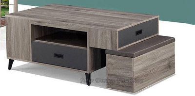 【N D Furniture】台南在地家具-超值特賣多功能收納木心板130CM茶几含置物凳GH