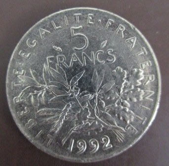 ~FRANCE 法國 5F 5法朗 1992年 錢幣/硬幣一枚~
